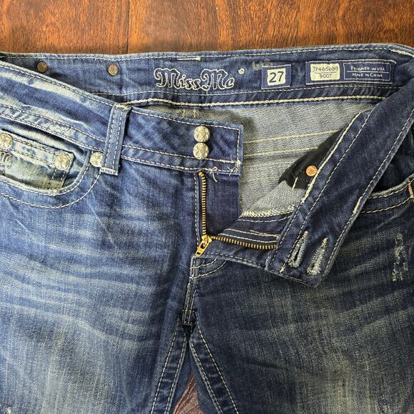 Miss Me Embellished Button Flap Bling Bootcut Jeans - Size 27 - JP4656B9 - Picture 4 of 9